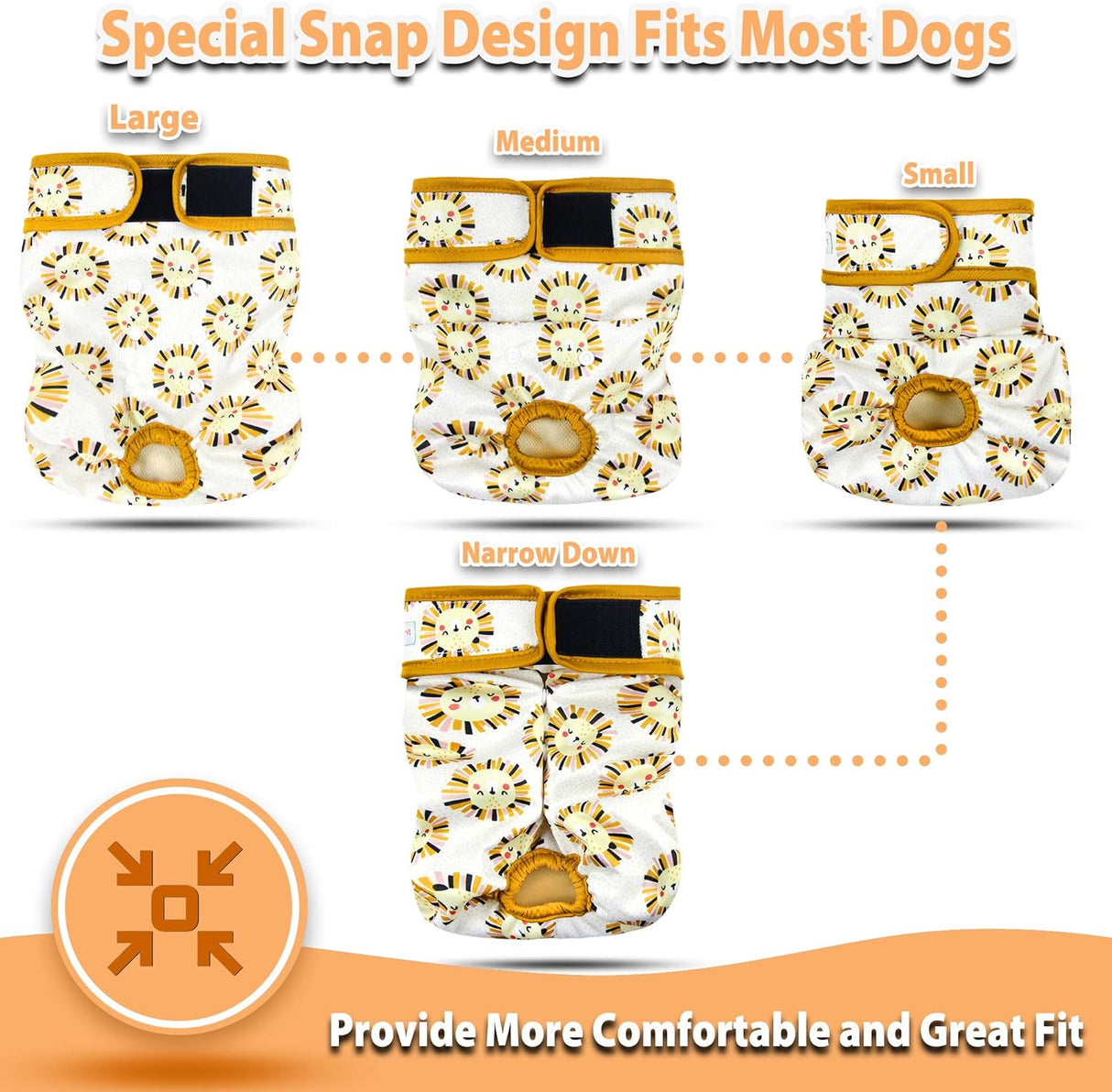 Langsprit - Pañales lavables perro cómodos con broches a presión