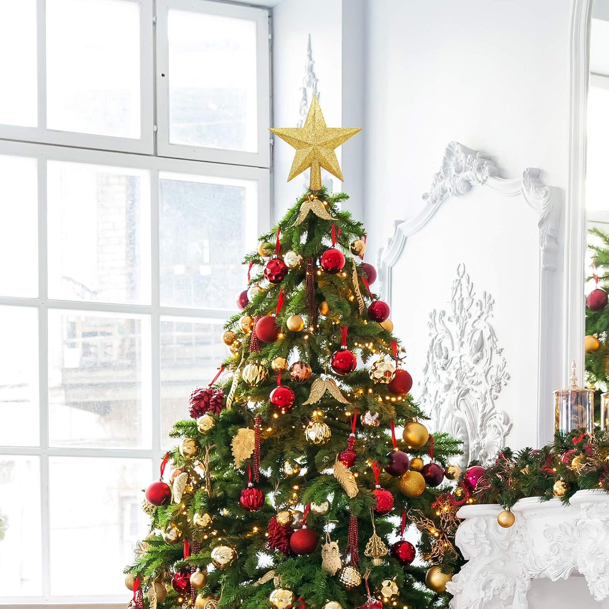 Estrella Decorativa para Árbol de Navidad 8 Pulgadas Glitter