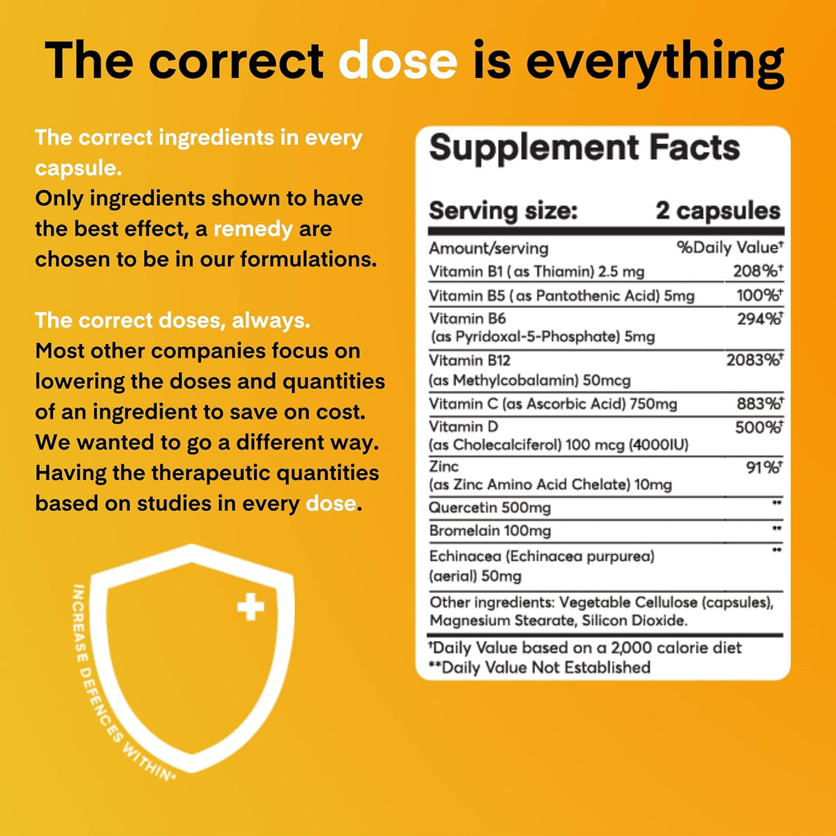 Suplemento de quercetina de inmunidad con vitamina C y zinc