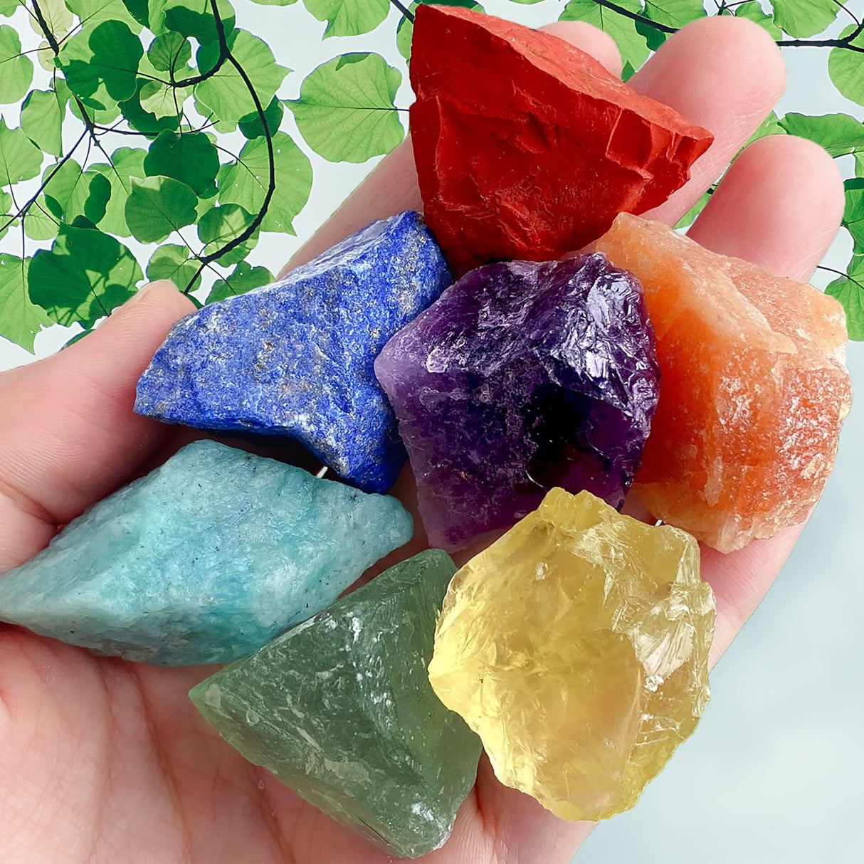 QINJIEJIE 7 cristales curativos crudos de cristal de chakra