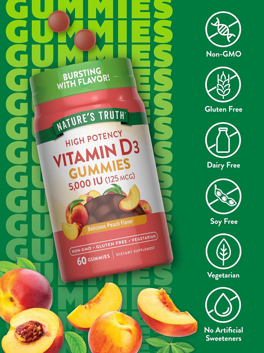 Gomitas de Vitamina D3 5000 IU | Nature's Truth | 60 Unidades
