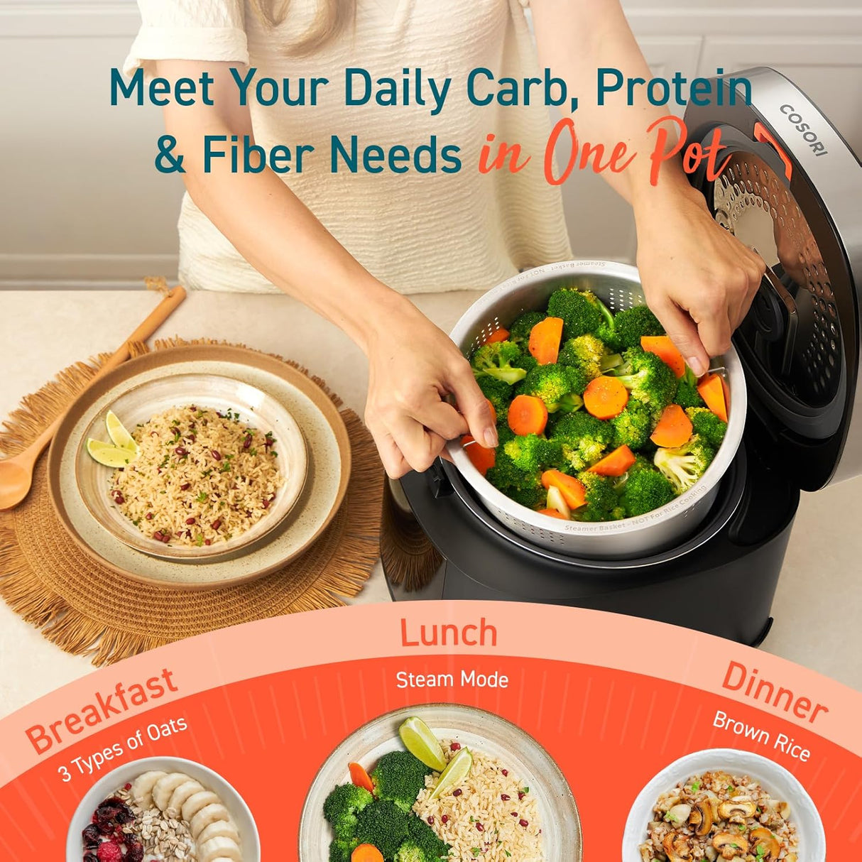 Arrocera COSORI 10 Tazas, 24h Calentamiento, 18 Funciones