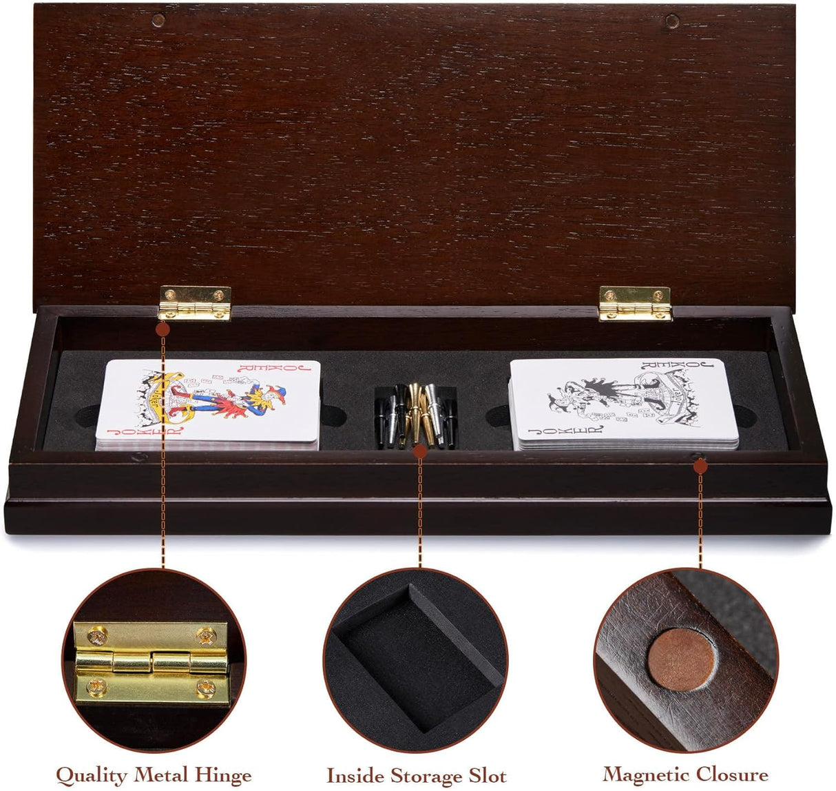 Juego de Cribbage AMEROUS con 9 Puntos y 2 Barajas, 3 Pistas