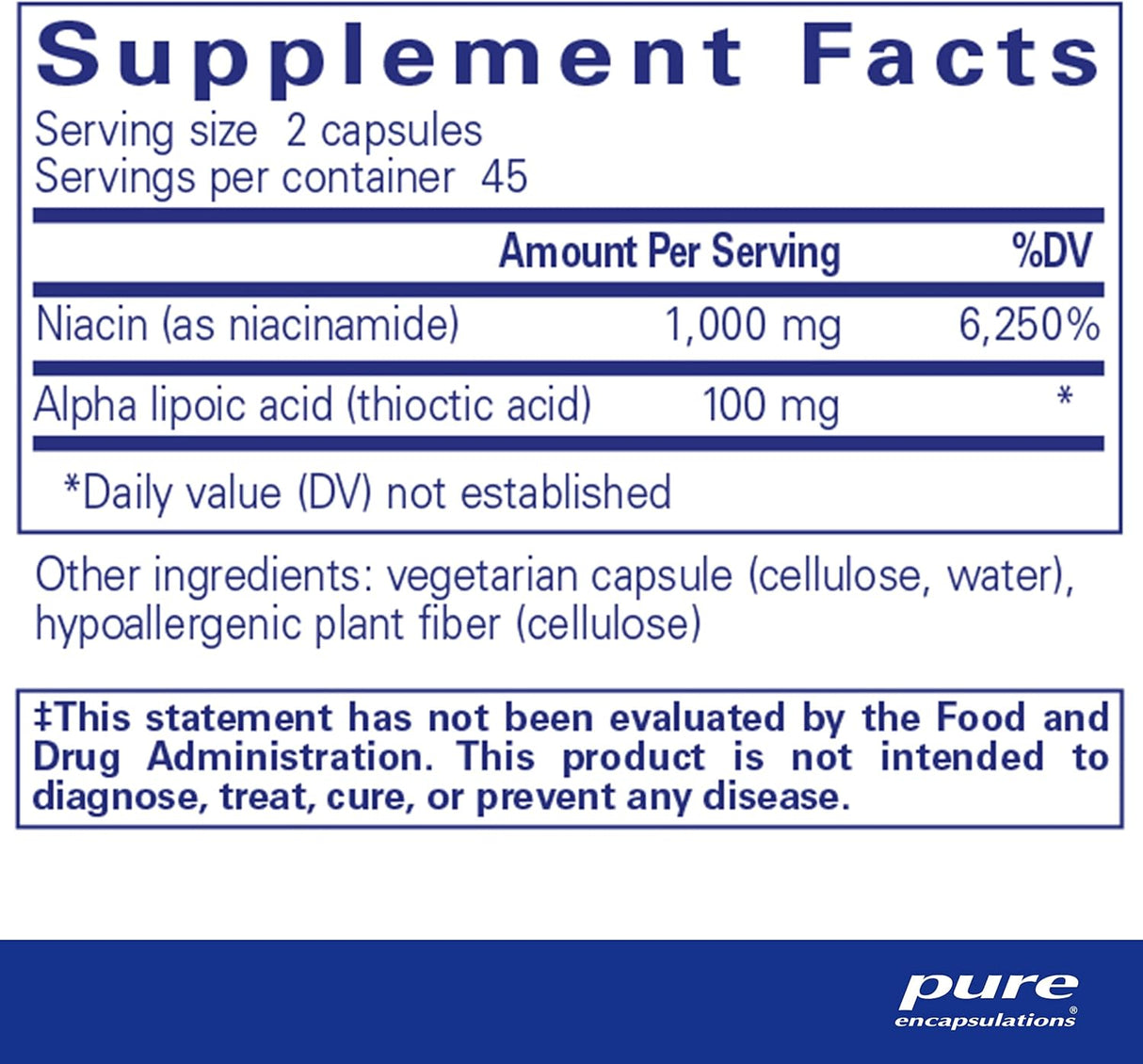 Suplemento Niacinamida de vitamina B3 para metabolismo