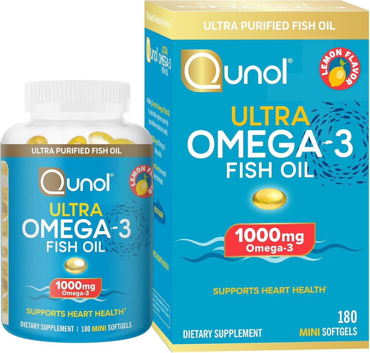 Mini cápsulas blandas de aceite de pescado Omega 3, sabor limón