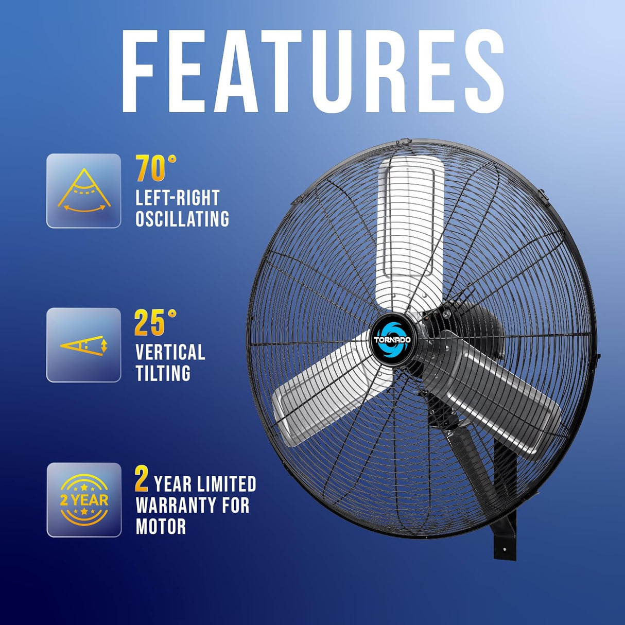 Ventilador de Pared Tornado 24 Alta Velocidad 7600 CFM Pro Series