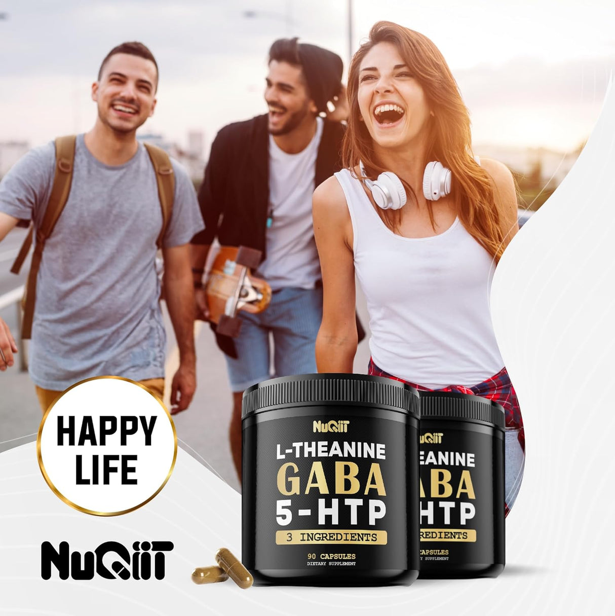 Suplemento NUQIIT 3 en 1 GABA Suplementos 750mg L-teanina