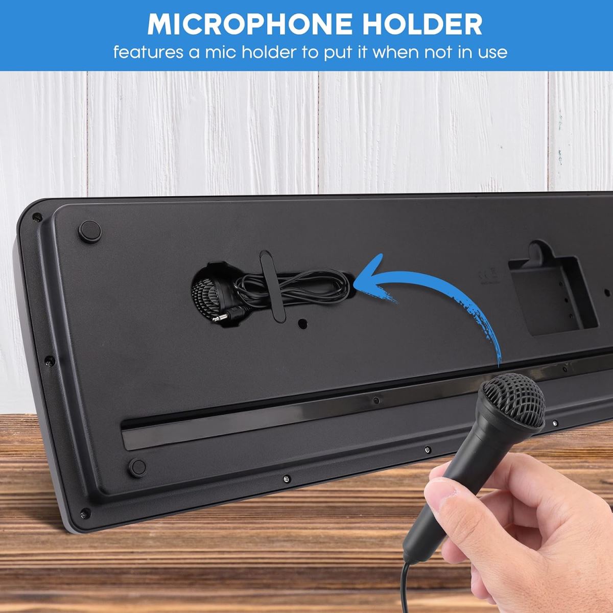 Teclado de piano portátil y micrófono