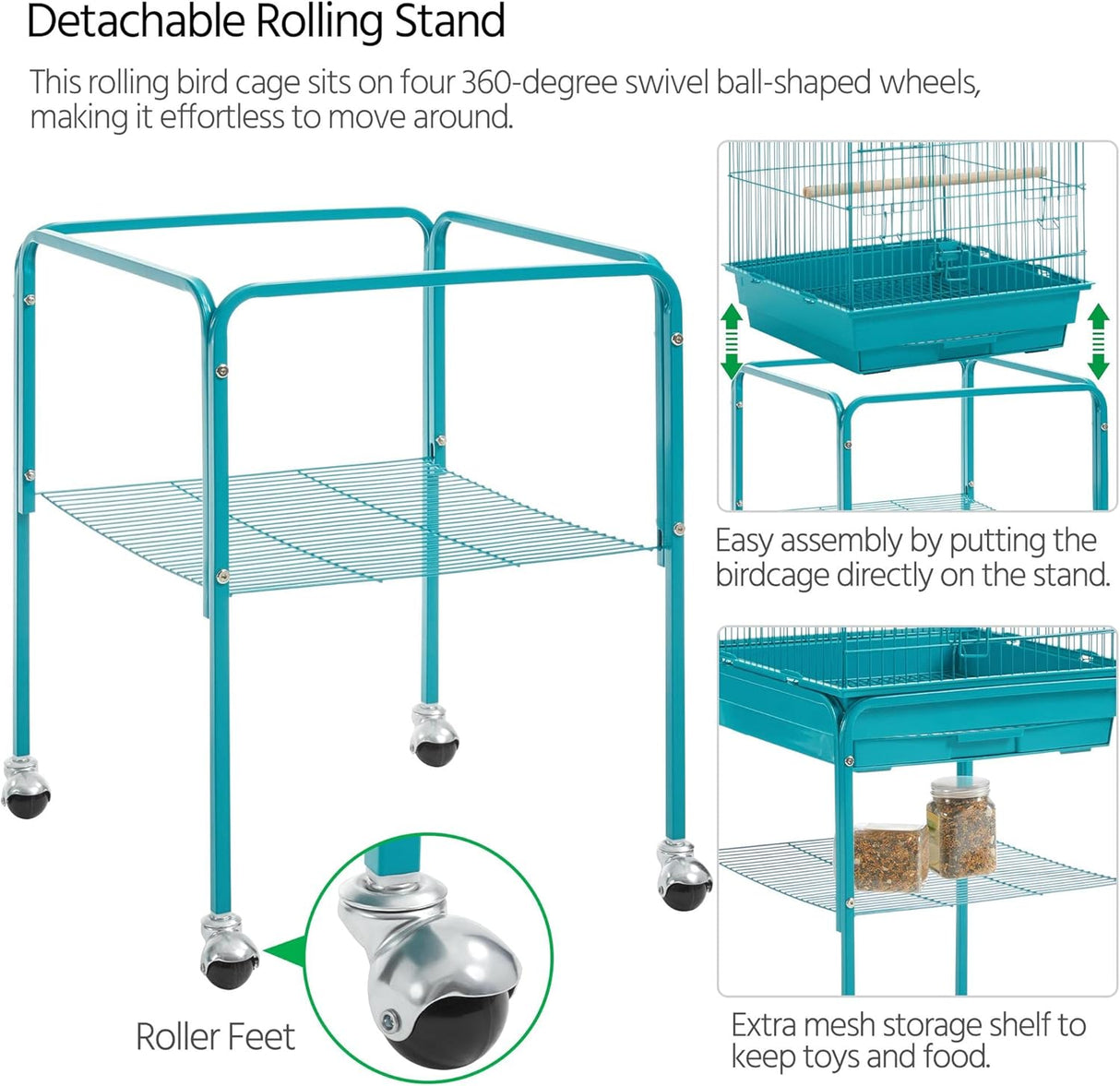 Jaula para pájaros con tapa abierta de hierro con perchas