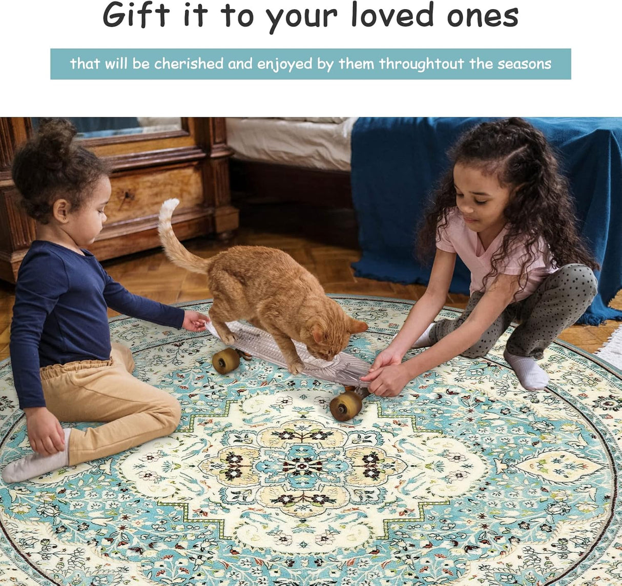 Tapetes decorativos redonda de medallón floral