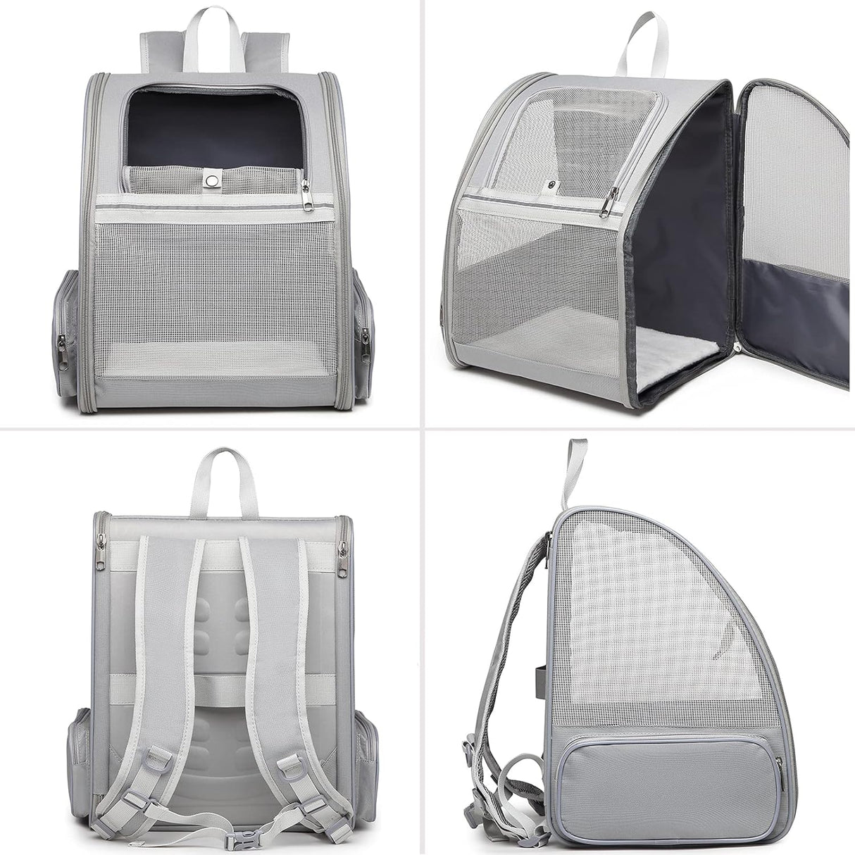 Mochila para transporte de gatos color gris