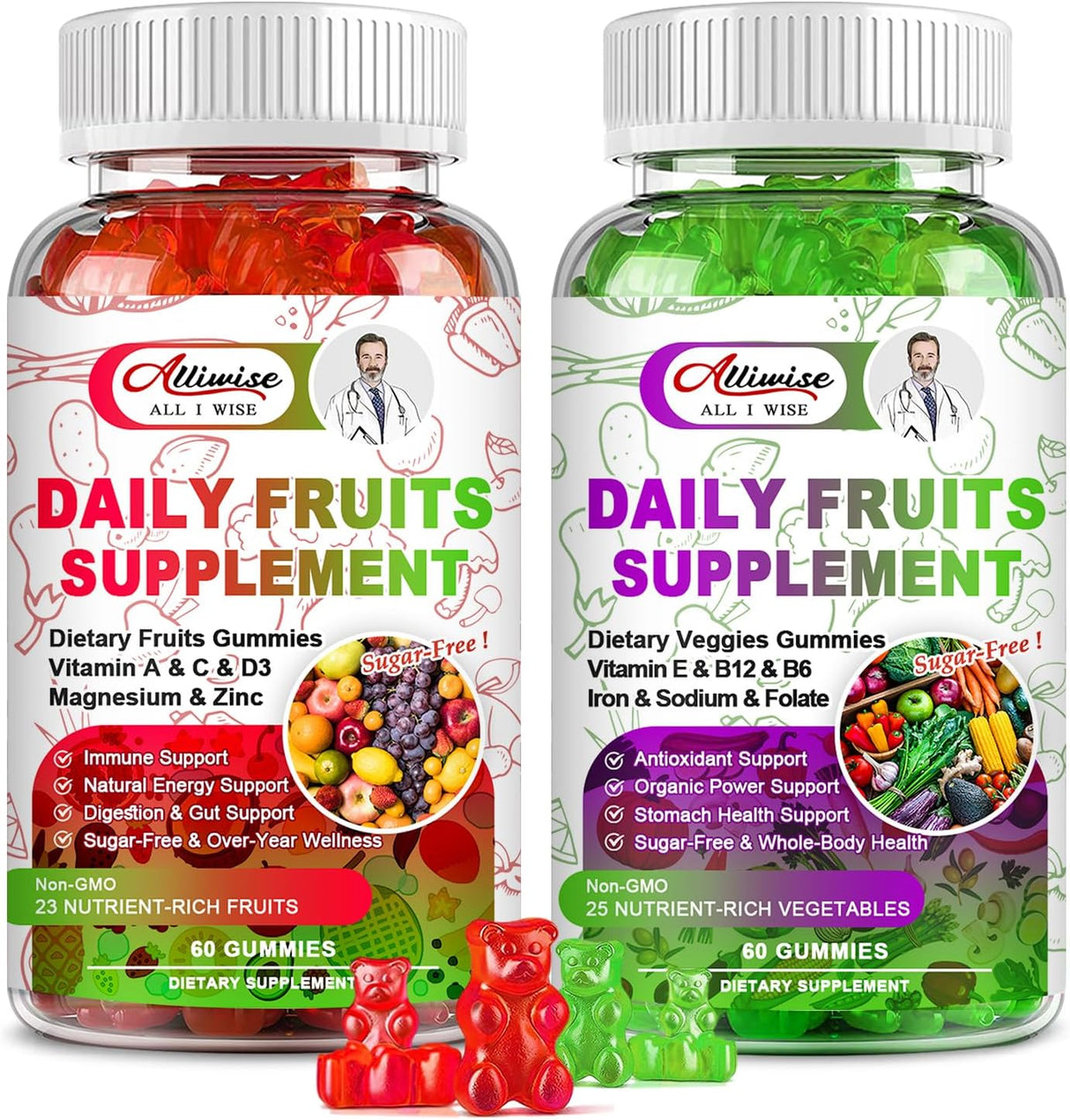 Suplemento Gomitas orgánicas de frutas y verduras sin azúcar