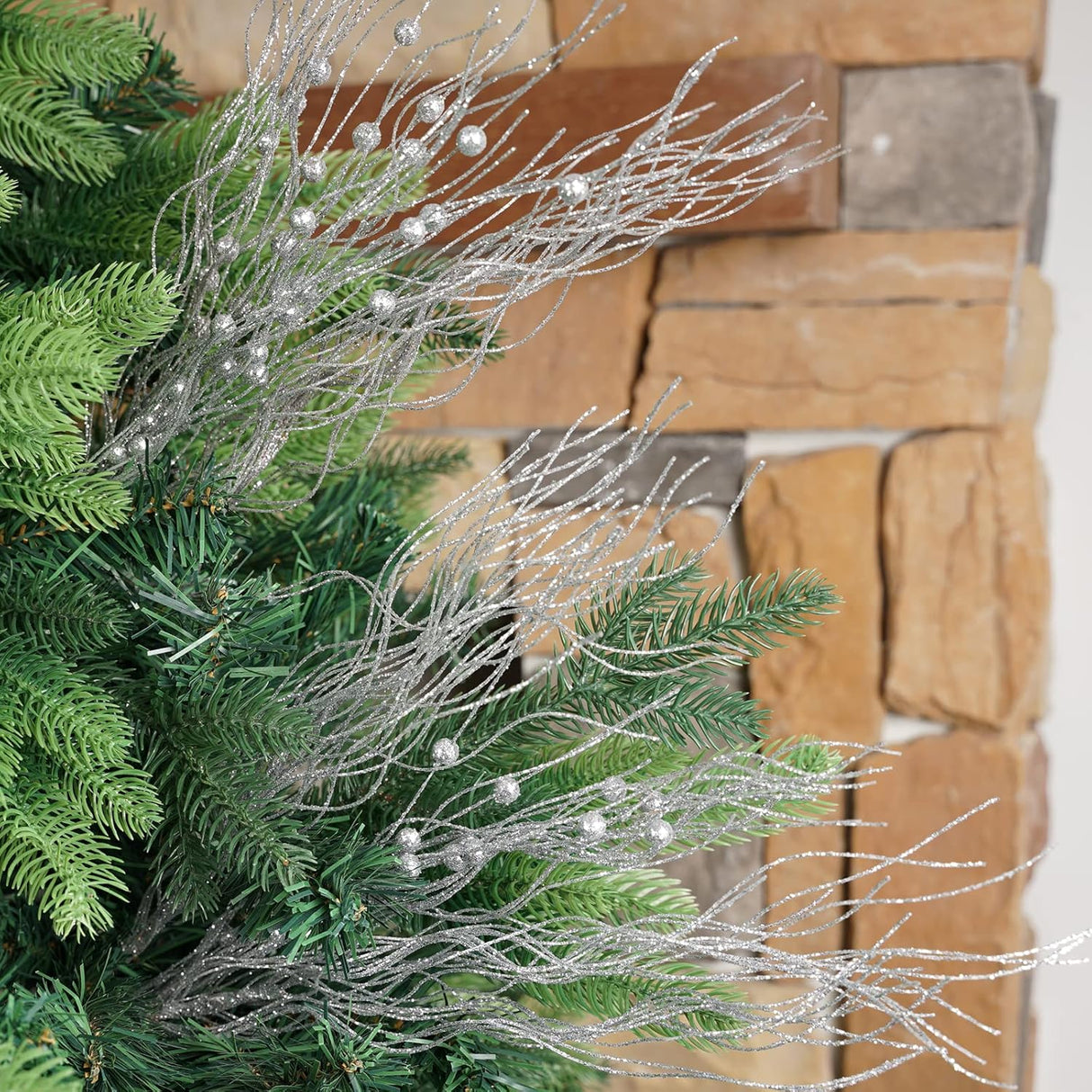 Ramas Artificiales Glitter SLK 16-Pack para Decoración Navidad