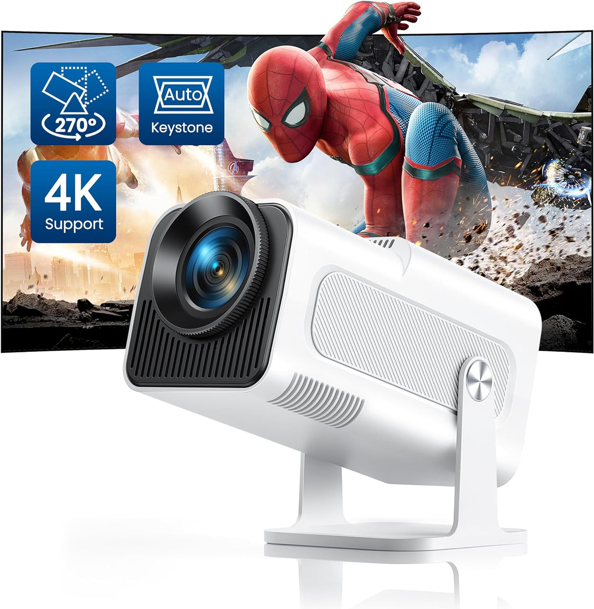 Proyector Mini 4K TOPTRO, HD 1080P, WiFi 6, soporte ajustable