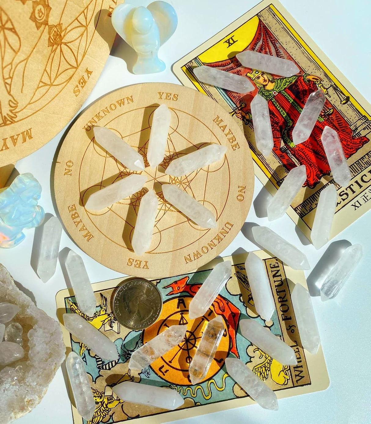 Juego de 10 varitas de cristal curativo de cuarzo transparente