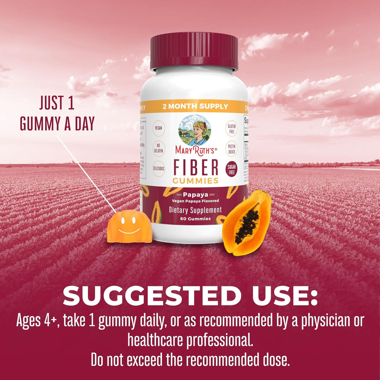 Suplementos de fibra para adultos Suministro de 2 meses