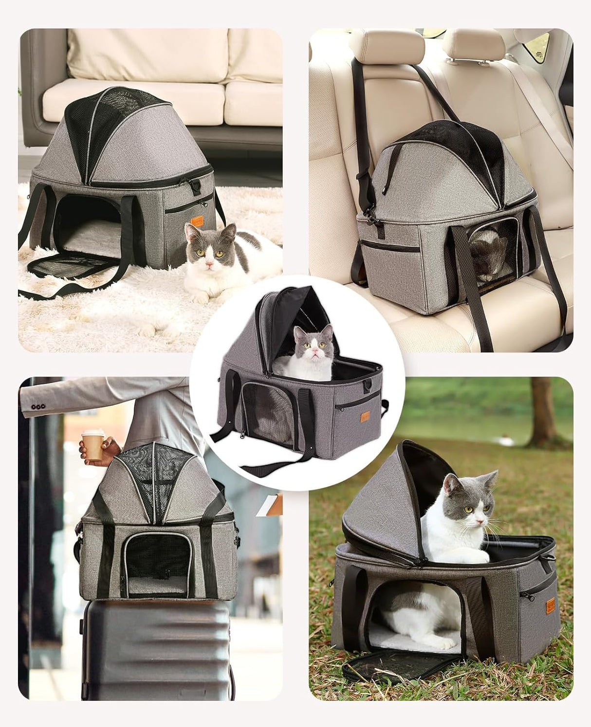 Transportín para Gato Grande BurgeonNest, Suave y Plegable
