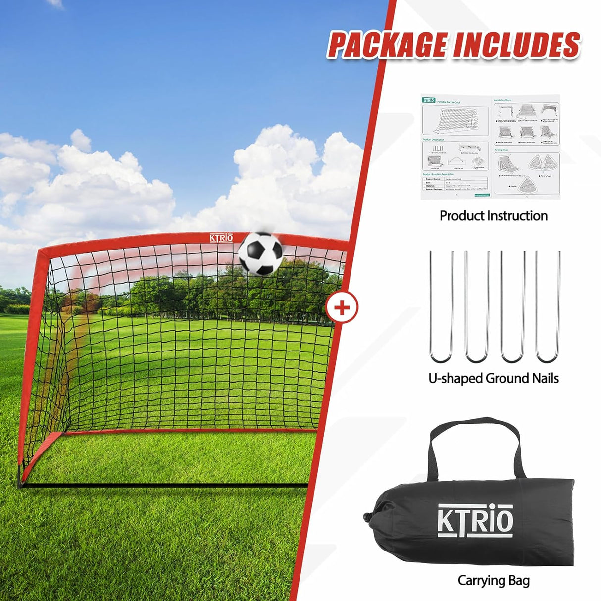 KTRIO Red de fútbol para portería de fútbol