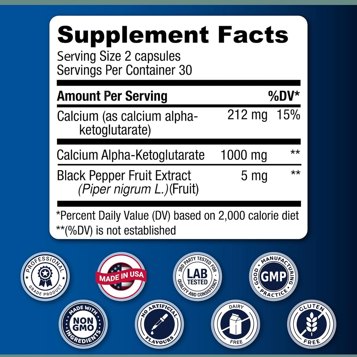 Calcio Alpha-Ketoglutarato Time Release 1000mg - 60 Cápsulas