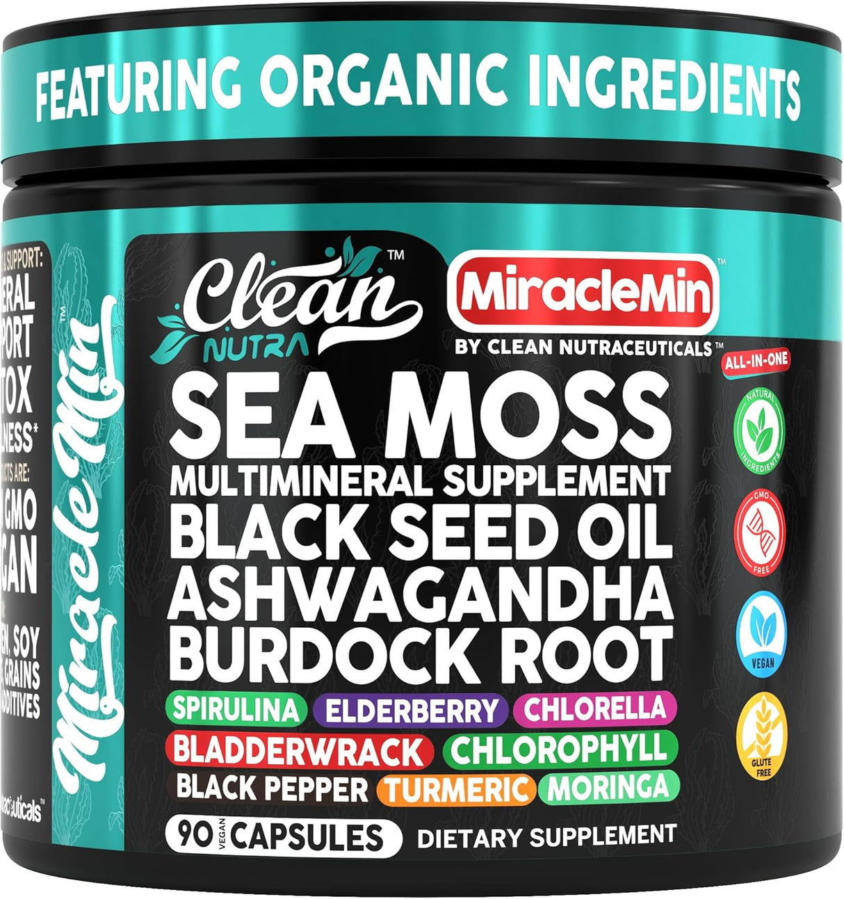 Capsulas de Nutra Sea Moss con Ashwagandha, 90 Vegan – MiracleMin