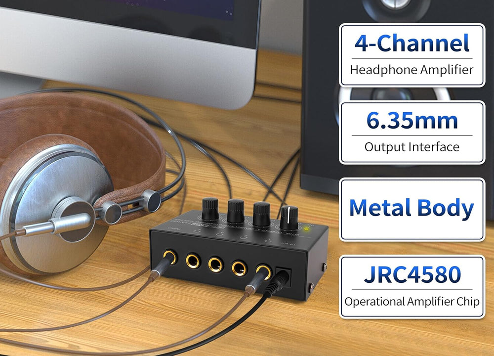Amplificador de auriculares 4 canales HA400 con salida TRS