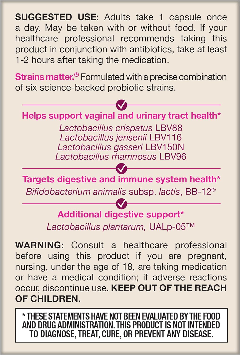 Probióticos avanzados Fem-Dophilus apoyo Digestivo 30 cápsulas