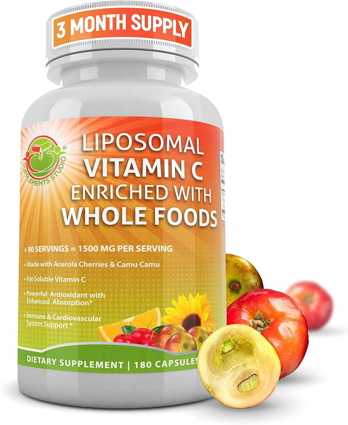 Suplementos liposomales de vitamina C en polvo, 1500 mg