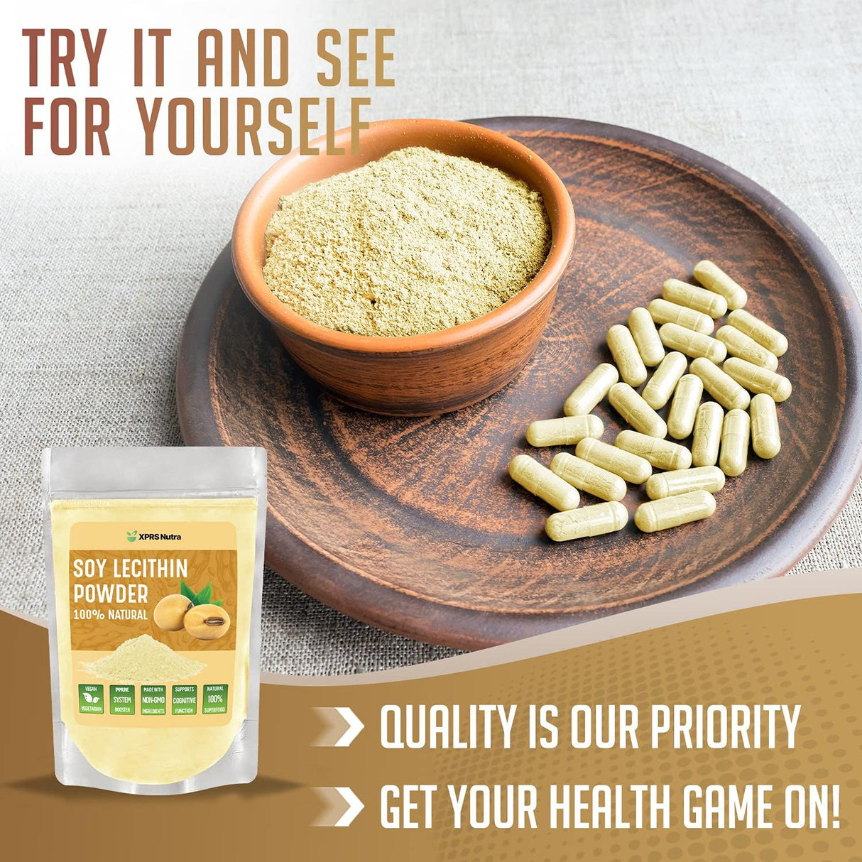 Suplemento Lecitina de soja en polvo Adecuado para cocinar