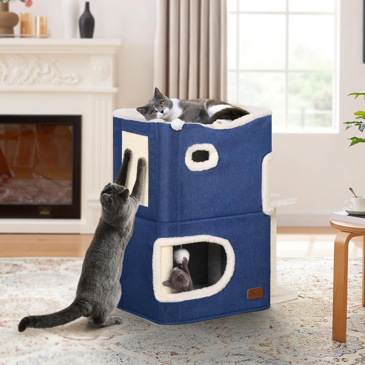 Casa para Gatos de 2 Niveles YITAHOME con Túneles y Rascador