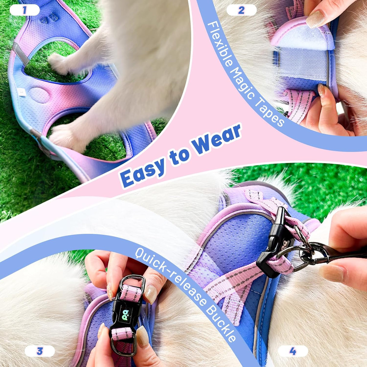 Arnés y Correa Ajustables para Gatos, con Tiras Reflectantes