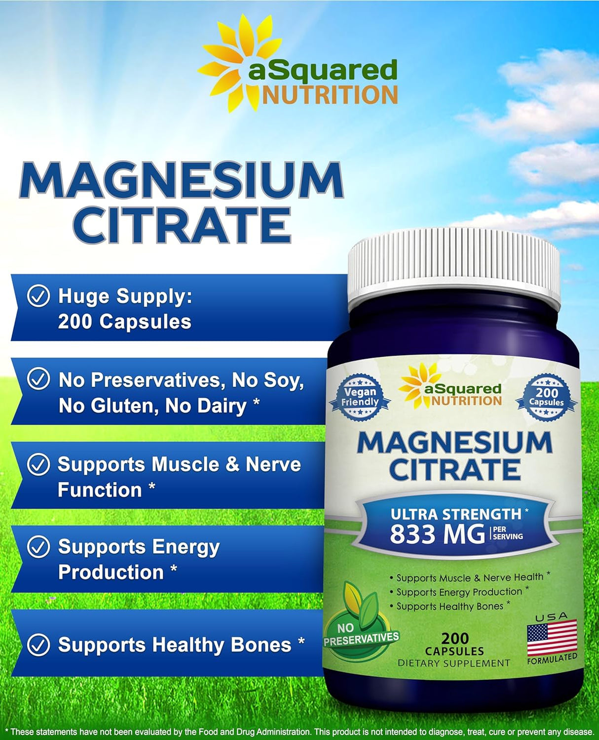 Suplemento Citrato de magnesio 200 mg