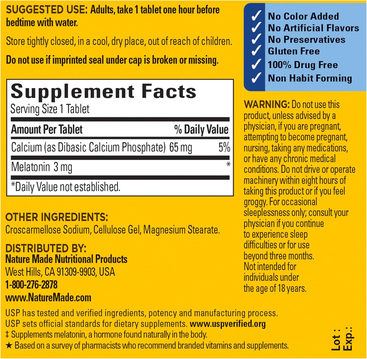 Nature Made Tabletas 3 mg suplemento