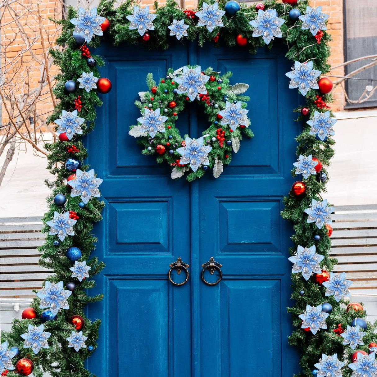 Flores Poinsettia Artificiales 36 Pcs - Decoración Navideña