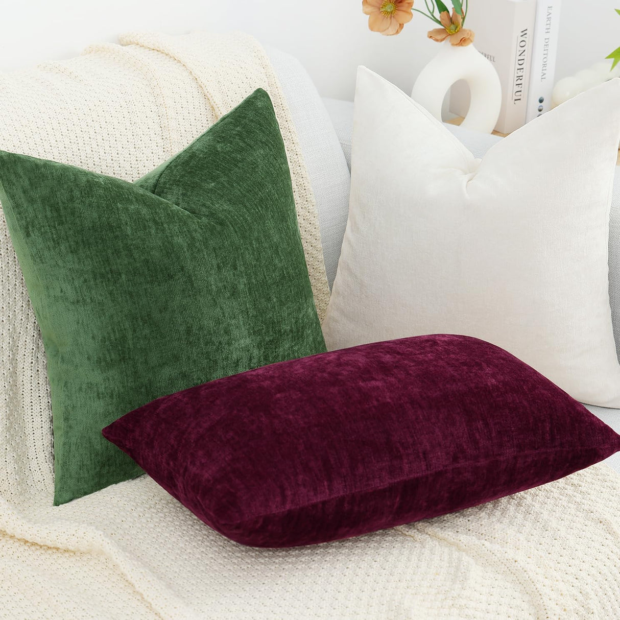 Fundas de cojín decorativas decorUhome 18x18, juego de 2