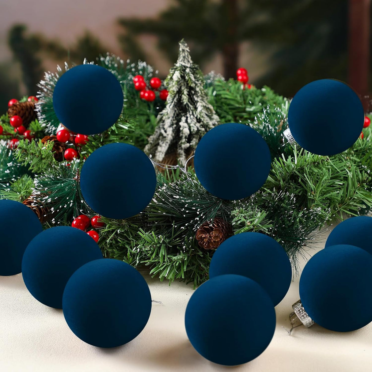 Adorno Decorativo de Bolas de Navidad Flocked 15 Pcs Liliful