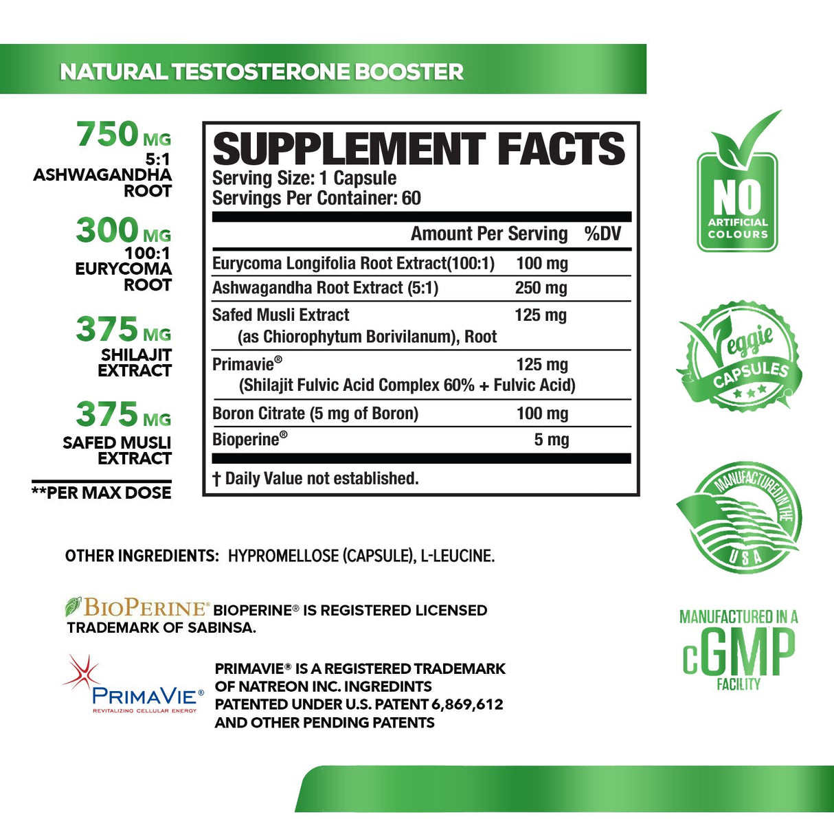 PRIMASURGE Testosterone Booster para hombre