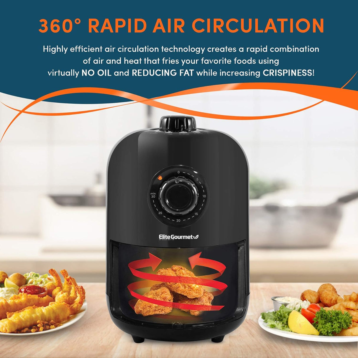 Freidora de aire Elite Gourmet 1.1 Qt, 1000W, EAF-1121X