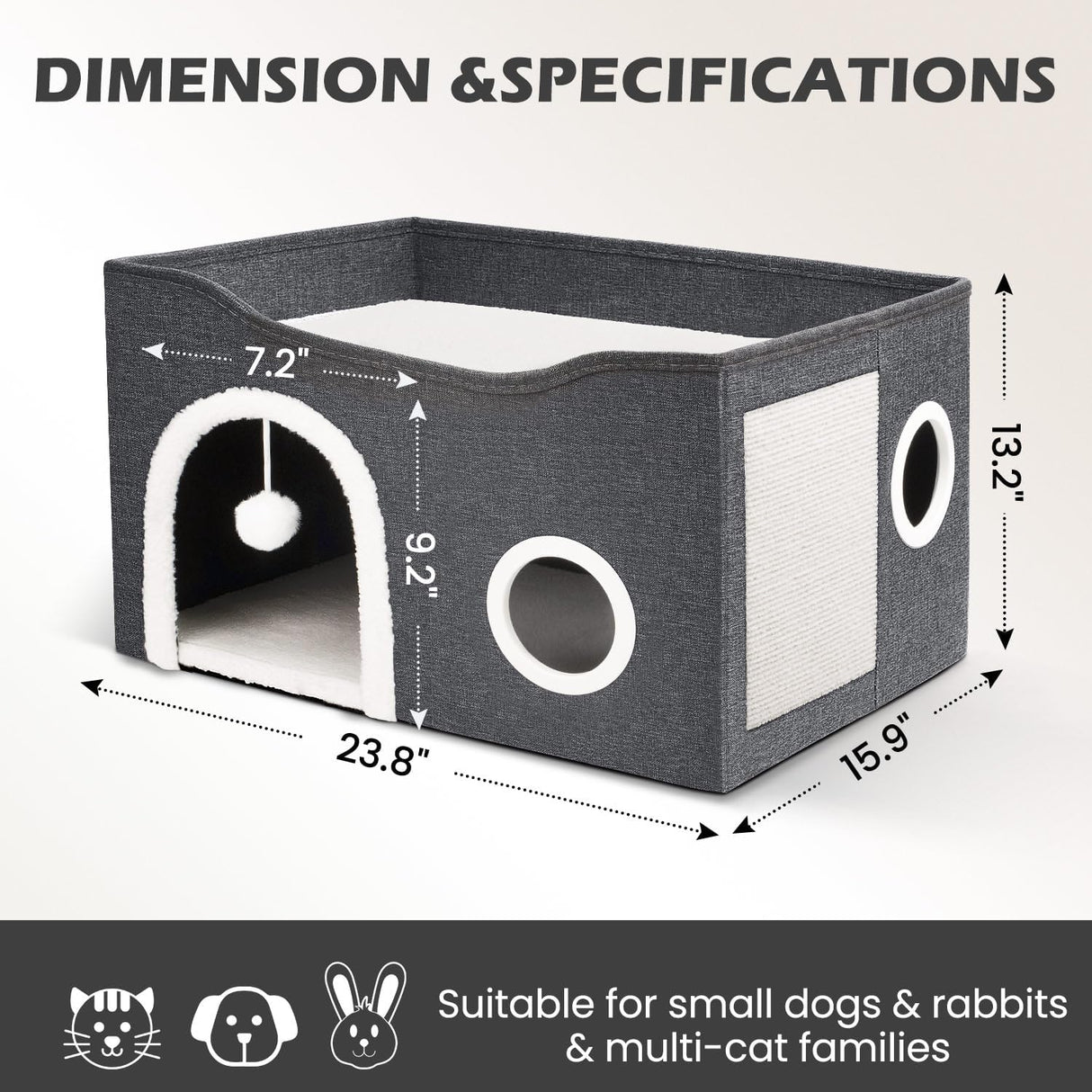 Casa para Gatos Heeyoo - Cueva Grande con Rascador y Pelota