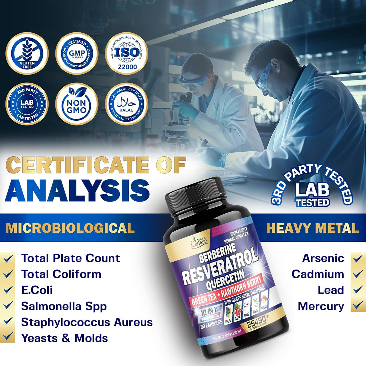 Suplemento de resveratrol prémium de 25450 mg Organic Cadane