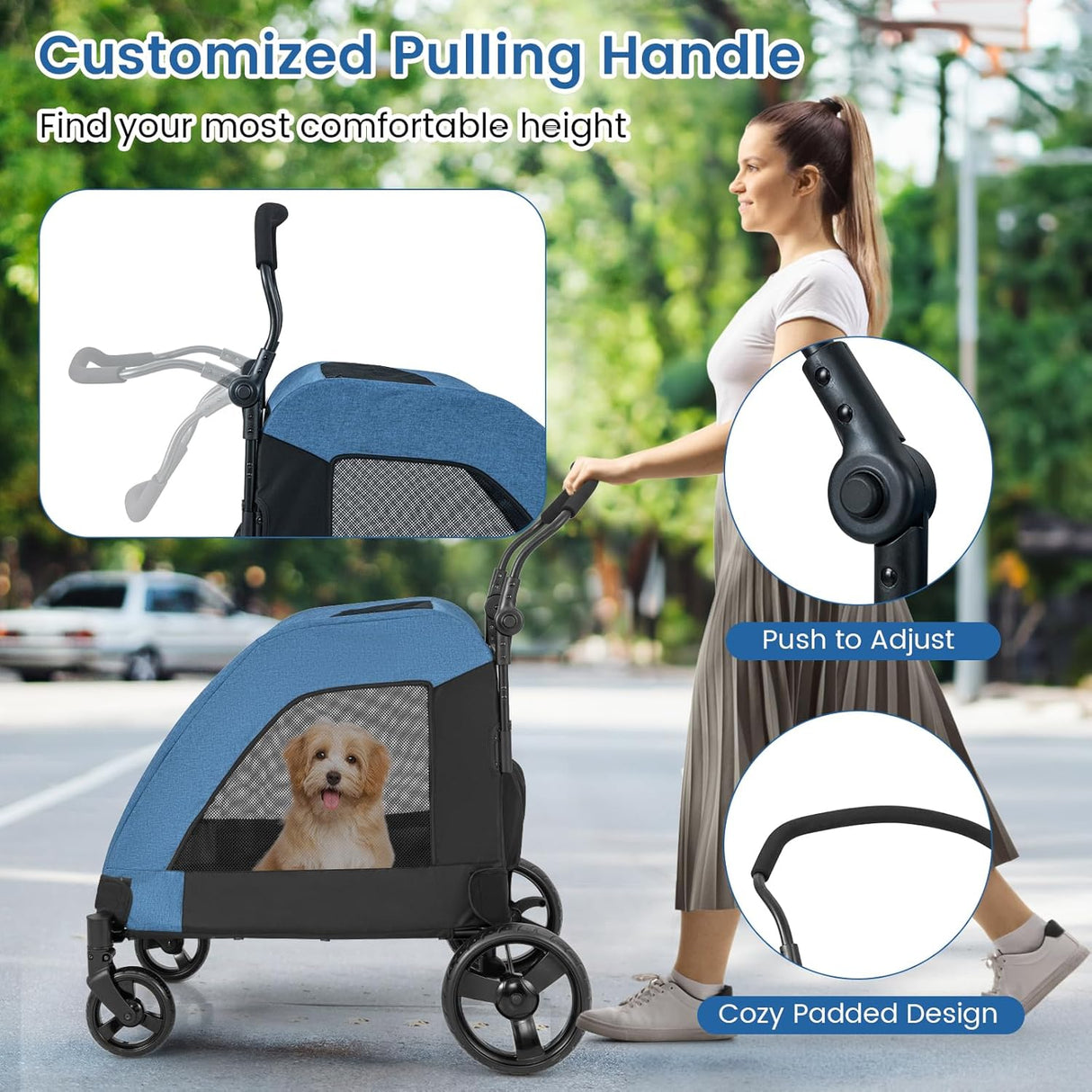 Carrito para Perros Grande Giantex - Plegable, 132 lbs, Ajustable
