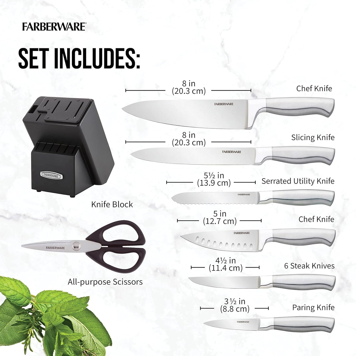 Juego de cuchillos de 13 piezas Farberware EdgeKeeper Negro