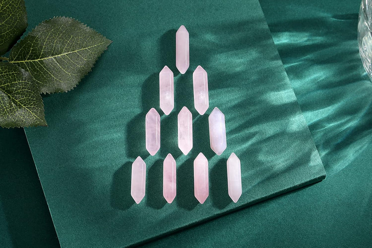 Juego de Cristales de Cuarzo Rosa para Meditación y Reiki