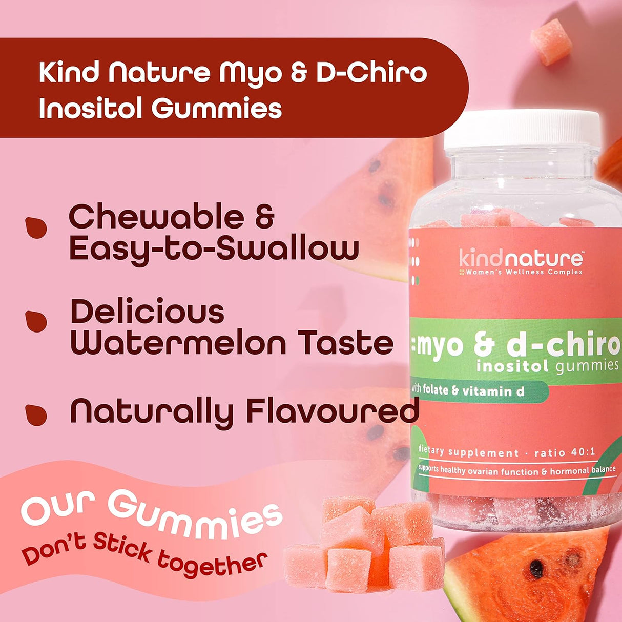 Suplemento Gomitas de mio-inositol y D-Chiro inositol folato