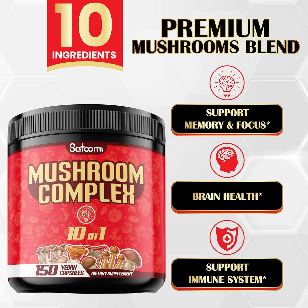 Suplemento 10en1 Complejo de Hongos - Apoyo Cerebral