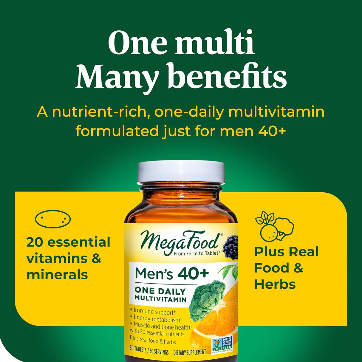 Suplementos multivitamínico y mineral para hombres 40+ One