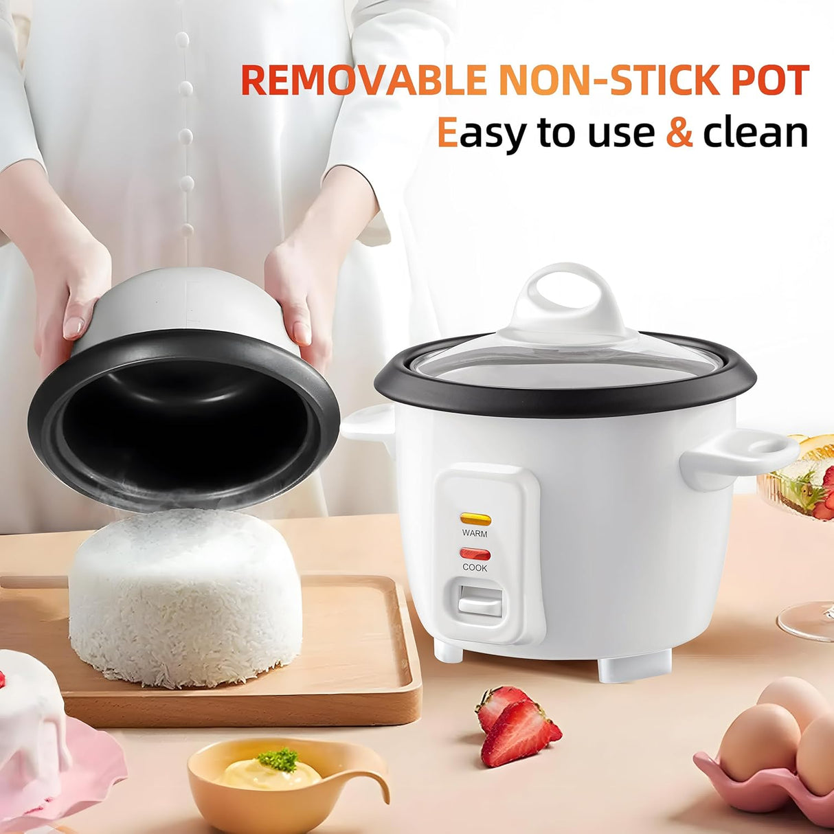 Arrocera Mini Mishcdea 2 Tazas, Vaporera, Antiadherente, 2 Cups