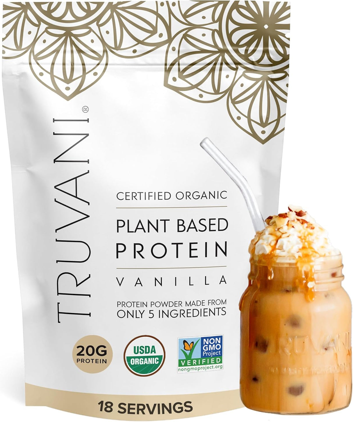 Proteína Vegana Truvani 20g Orgánica | Keto, Sin Gluten, Sin Azúcar