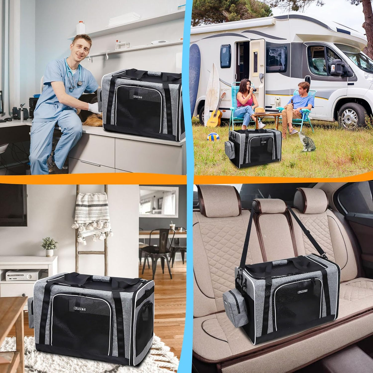 Transportín grande para mascotas Petskd, 24x17x17, 2 gatos