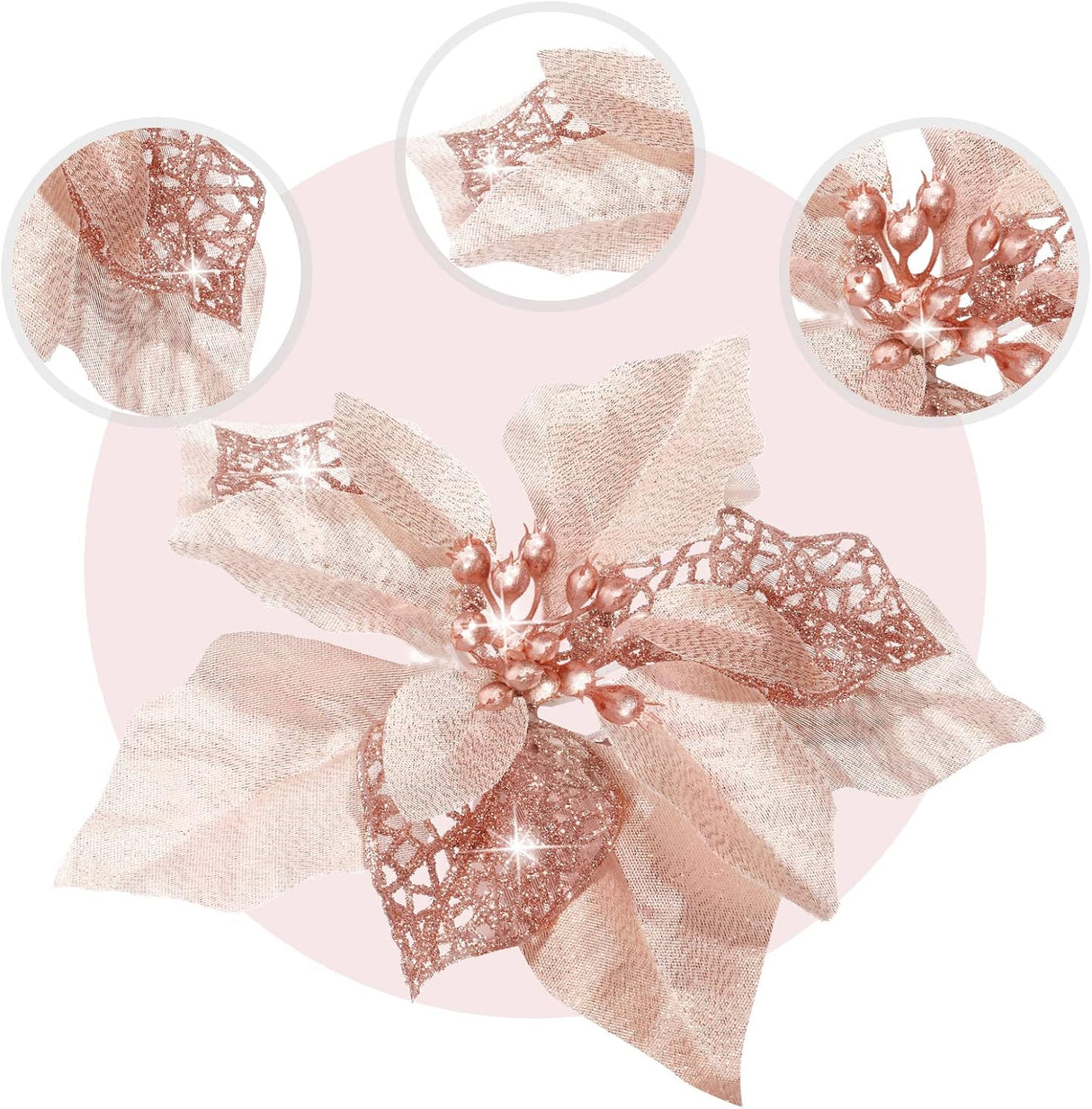 Flores Artificiales Poinsettia, WILLBOND, 36 Piezas, Decoración Navidad