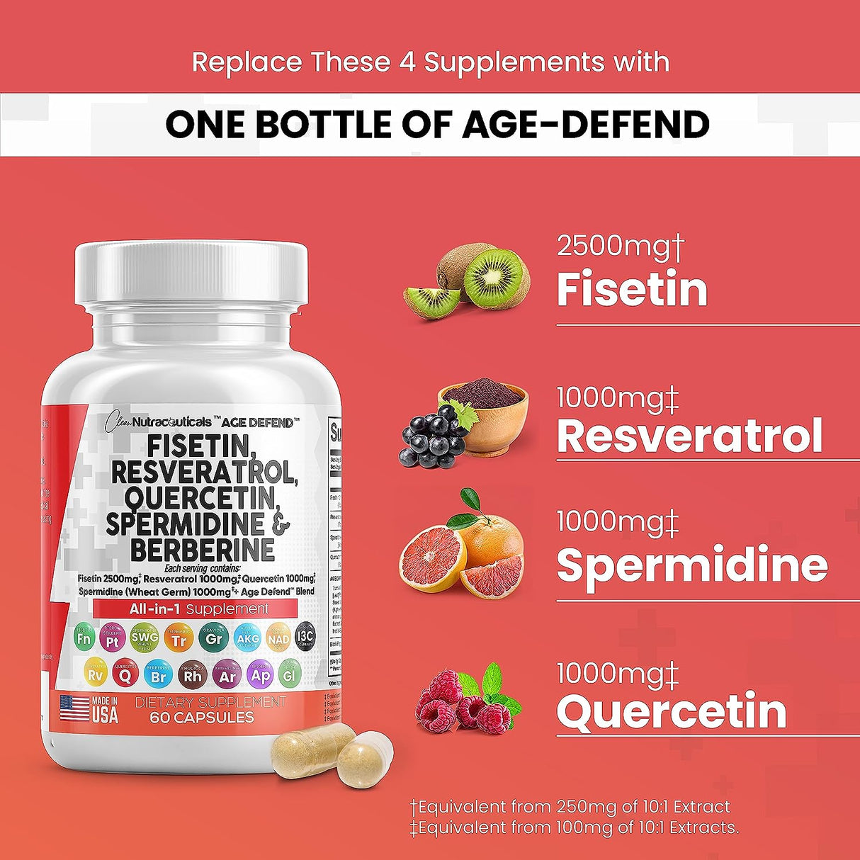 Suplementos Fisetin 2500mg Quercetin 1000mg Resveratrol